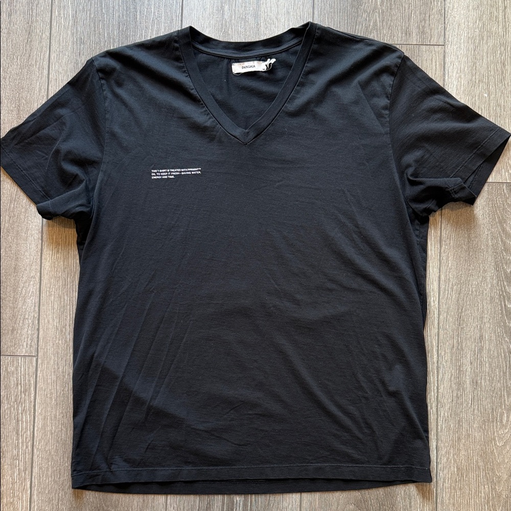 Pangaia Black V-Neck Short Sleeve Tee